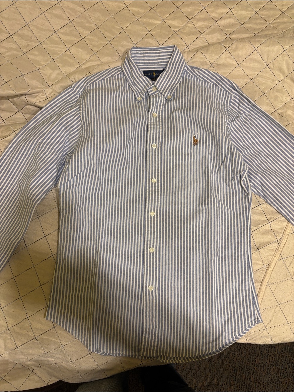 Ralph Lauren Blue & White Vertical Stripe Oxford Button-Down Shirt